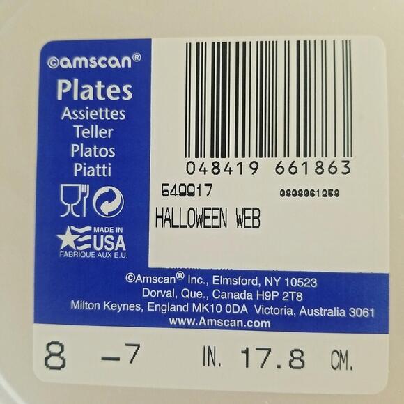 32 Halloween Paper Plates in Original Packaging Amscan Spider Web 7 inch Dessert - Picture 5 of 7